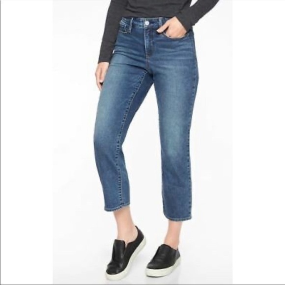 Athleta sculptek slim straight denim lapis wash jeans size 10 NWT